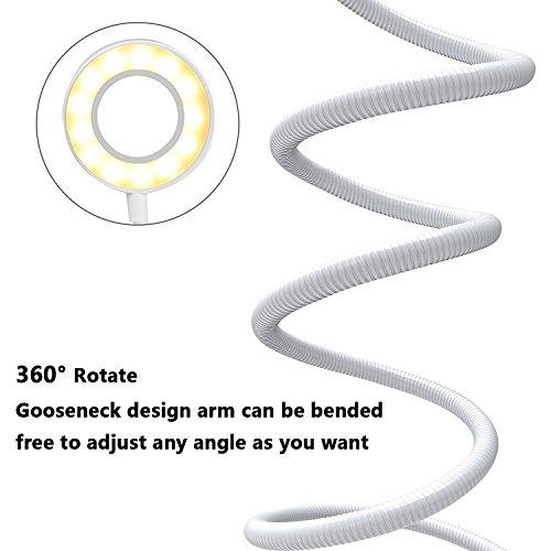 Ring Light for Phone, SIX-QU Cell Phone Holder with Selfie Ring Light for Live Stream, Makeup, Video Chat, 3-Light Mode and 10-Level Brightness with Flexible Phone Stand for iPhone, Android Phone