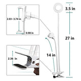 Ring Light for Phone, SIX-QU Cell Phone Holder with Selfie Ring Light for Live Stream, Makeup, Video Chat, 3-Light Mode and 10-Level Brightness with Flexible Phone Stand for iPhone, Android Phone